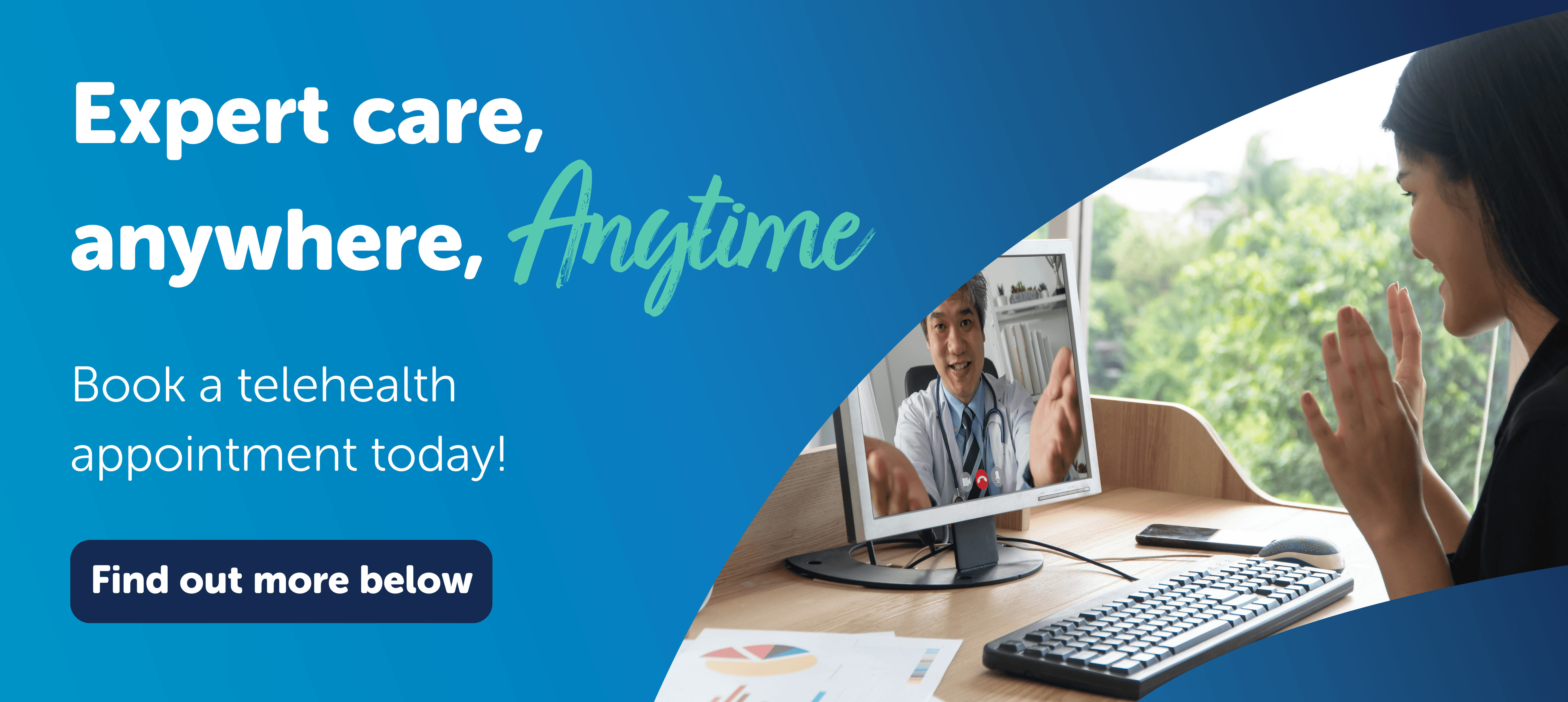 Woman conducting telehealth appointment with a doctor on a computer from the comfort of her own home